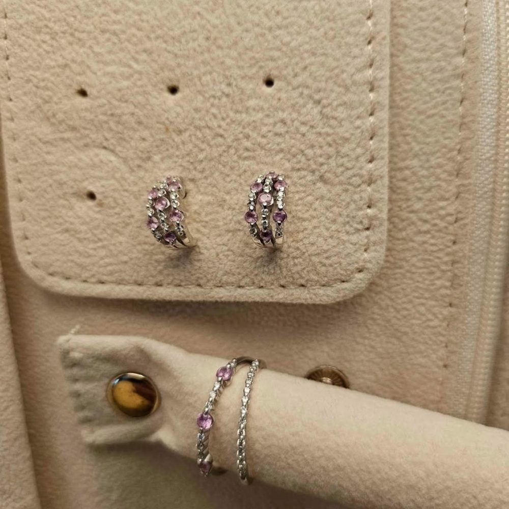 18k gold Diamond Earring and Ring Set